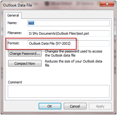 Outlook Data File Format ANSI