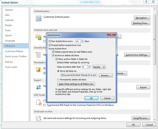 Archiving to Export to OST file data to PST