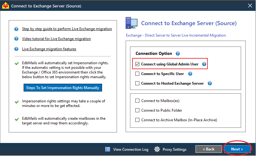 Connect Exchange Server