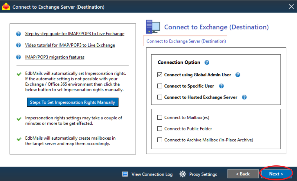 exchange-server-destination