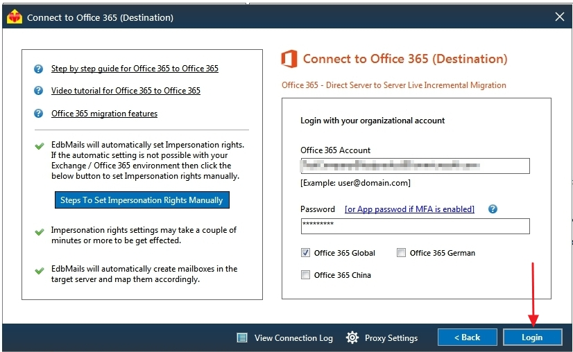 Log in to Office365