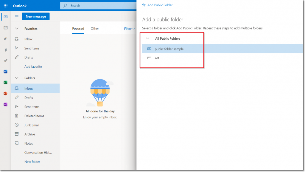 add public folder calendar to outlook 2019