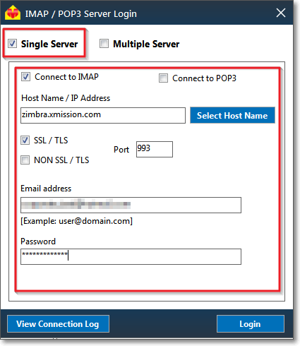 Login to IMAP single server